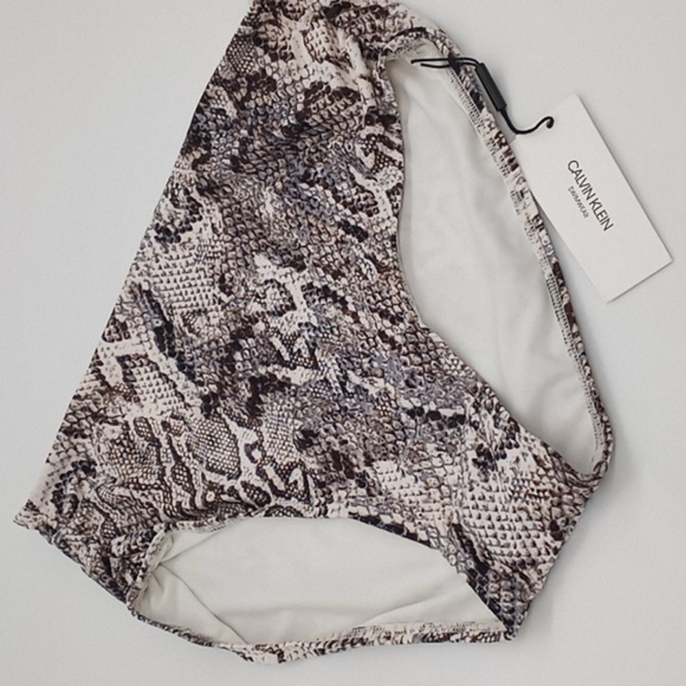 Calvin Klein Rattlesnake Print Convertible High Waist Bikini Bottom XL